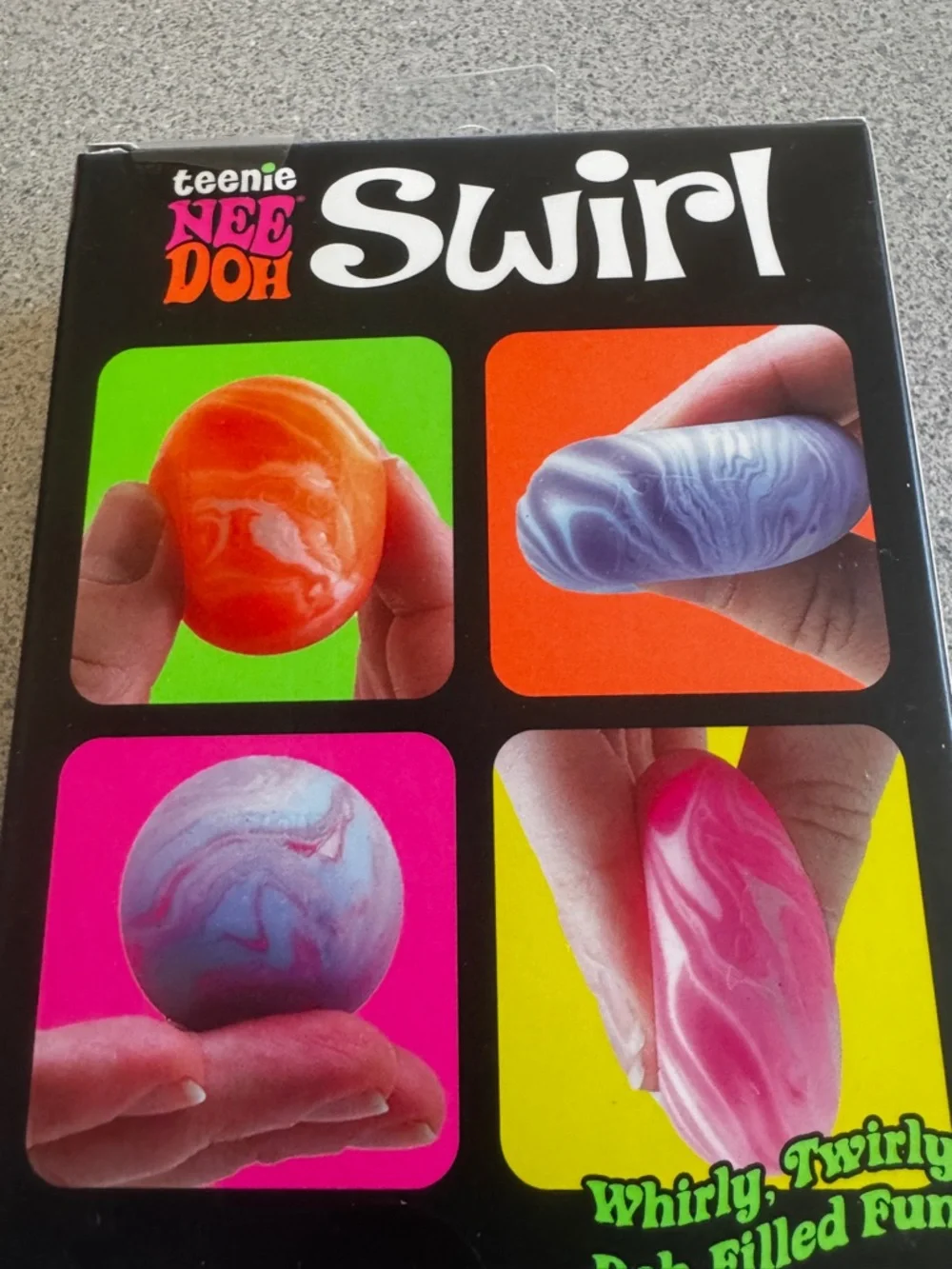 New Nee Doh teenie Swirl 4 Pack Whirly Twirly Doh-Filled Balls Squishy Fun